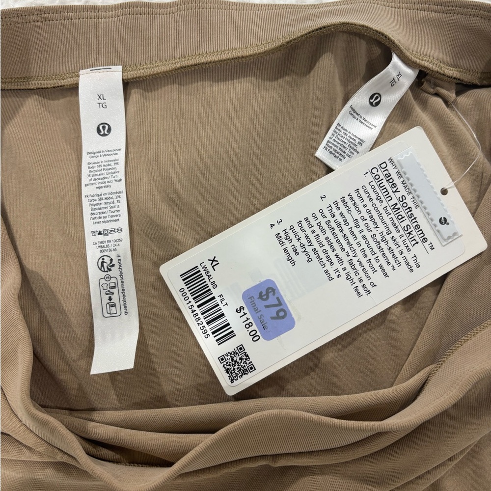 NWT Lululemon Drapey Softsreme Column Midi Skirt on Filbert Tan - Picture 5 of 8